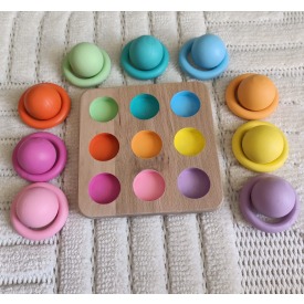Waldorf Eşleştirme Tablalı Halka & Top Seti - (9 Renk)